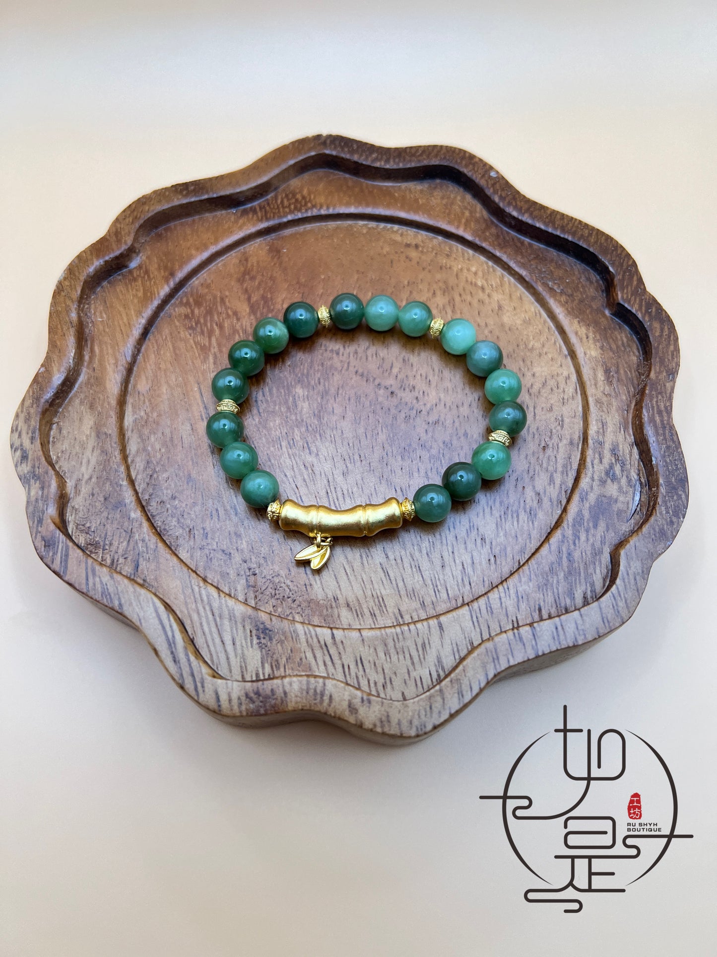 Hetian jade beaded bamboo bracelet
