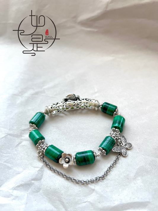 Malachite flower bracelet