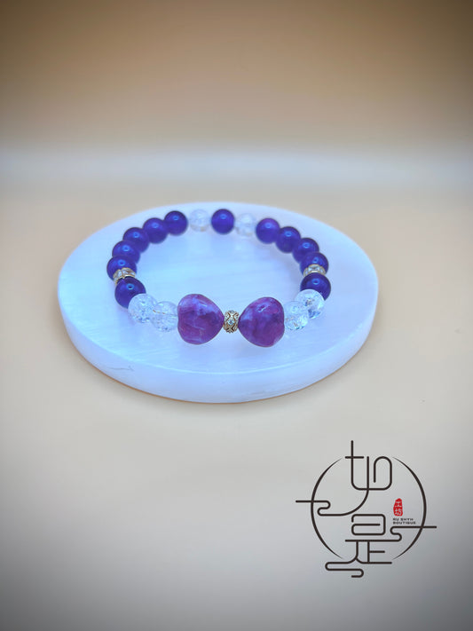 Amethyst Beaded Bow Tie Bracelet