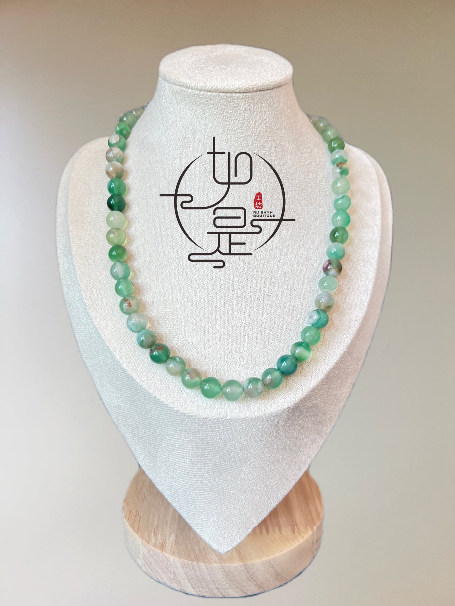 Green sakura agate necklace